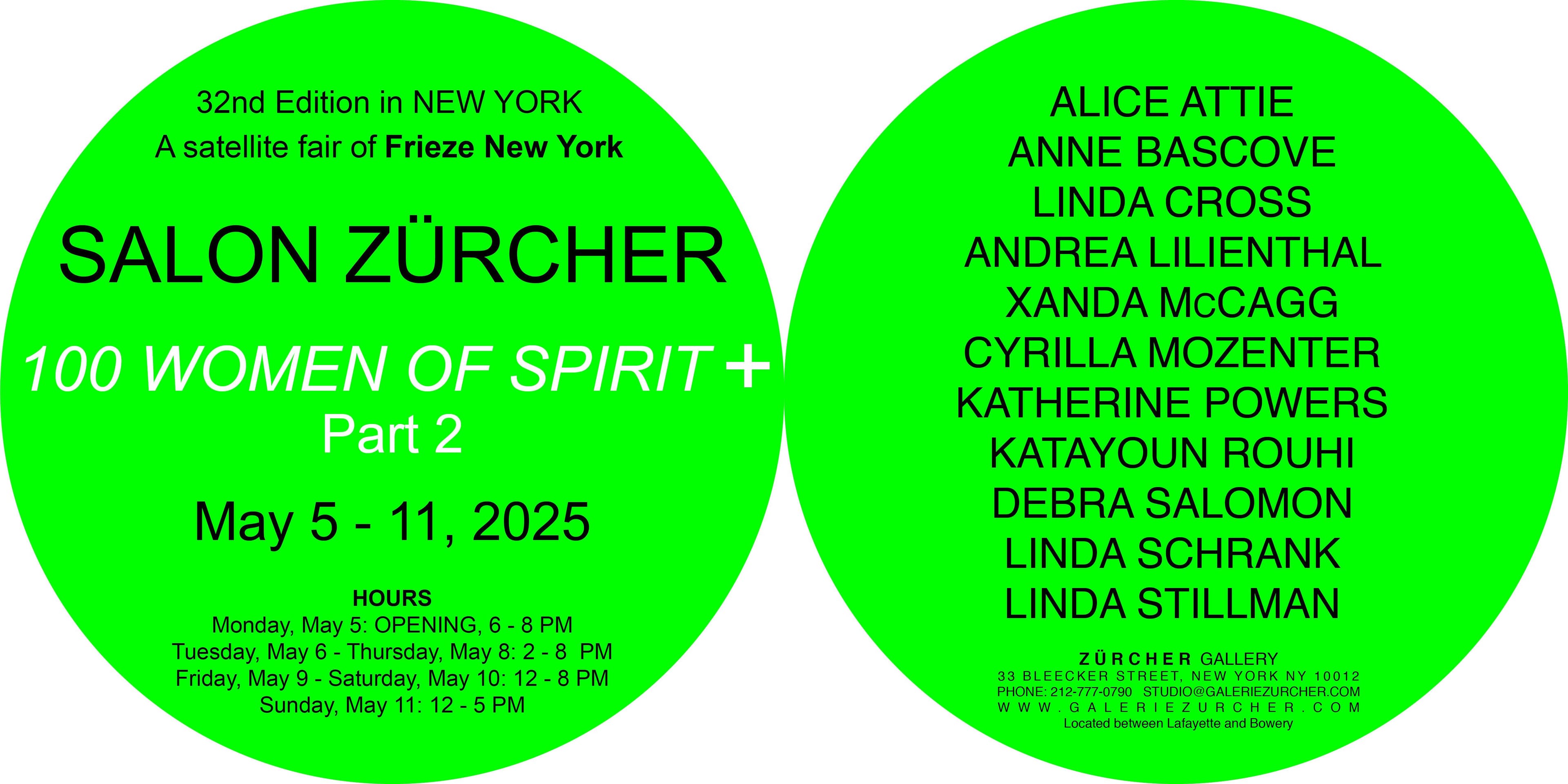Group Exhibition — Salon Zürcher: 100 Women of Spirit+, Part 2