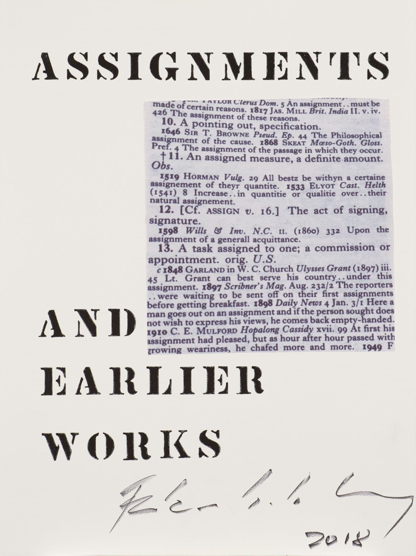 Edwin Schlossberg — Assignments and Earlier Works